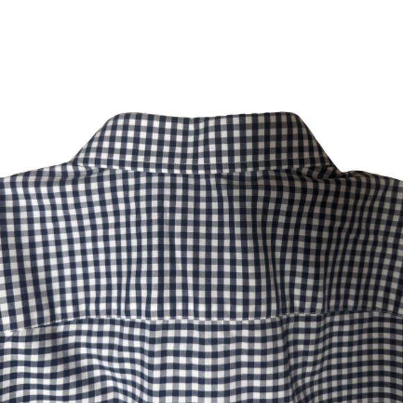Theory Mens Shirt Blue/White Gingham Plaid Short Sleeve Button Cotton Sz. L/G - Picture 4 of 9